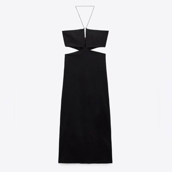 ZARA GEOMETRIC CUT OUT MIDI DRESS- small - Picture 9 of 10